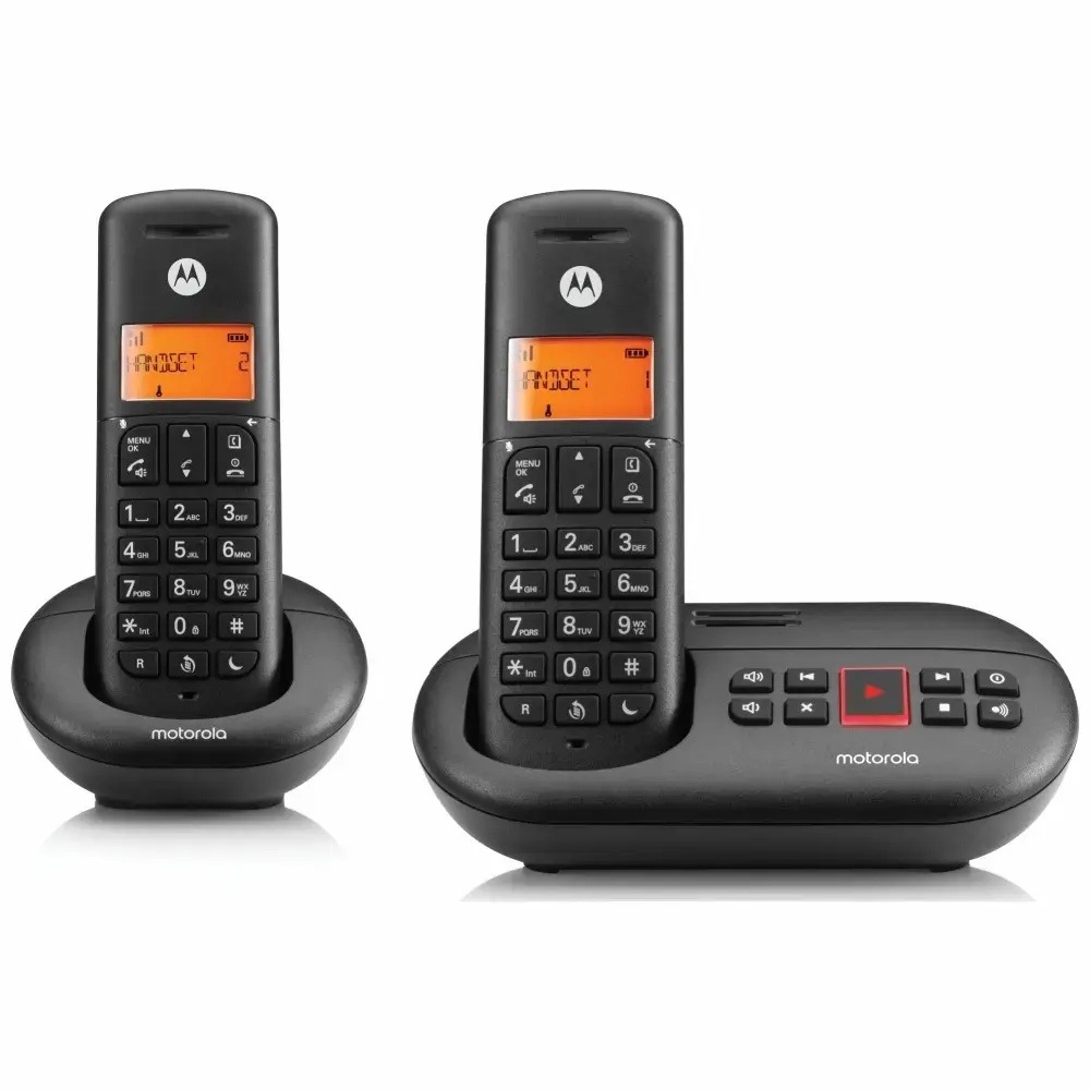 Set of Motorola E212 cordless landline phones 2 pcs. black