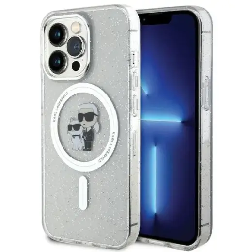 Karl Lagerfeld KLHMP13LHGKCNOT Karl&Choupette Glitter чехол с поддержкой MagSafe для телефона iPhone 13 Pro | iPhone 13 прозрачный