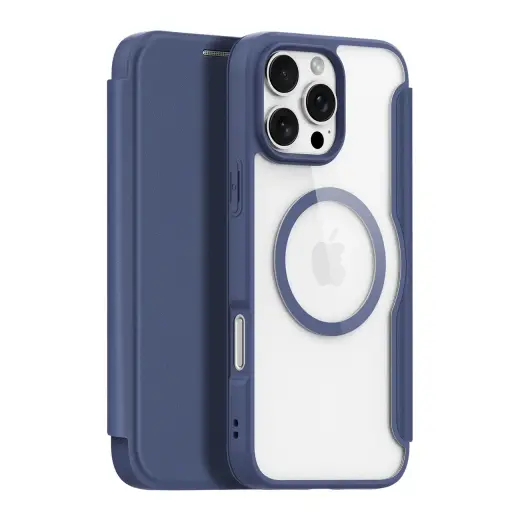 Dux Ducis Skin X Pro iPhone 16 Pro Case with MagSafe and Flip Cover - Blue