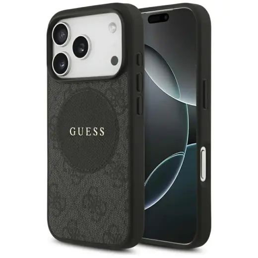 Guess 4G Circle Classic Logo maciņš ar MagSafe atbalstu telefonam iPhone 17 Pro melns