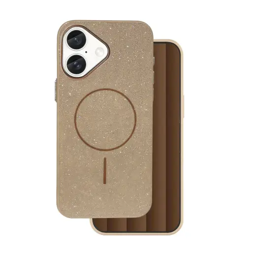 Glitter Thin Mag phone case with MagSafe support for iPhone 16e brown