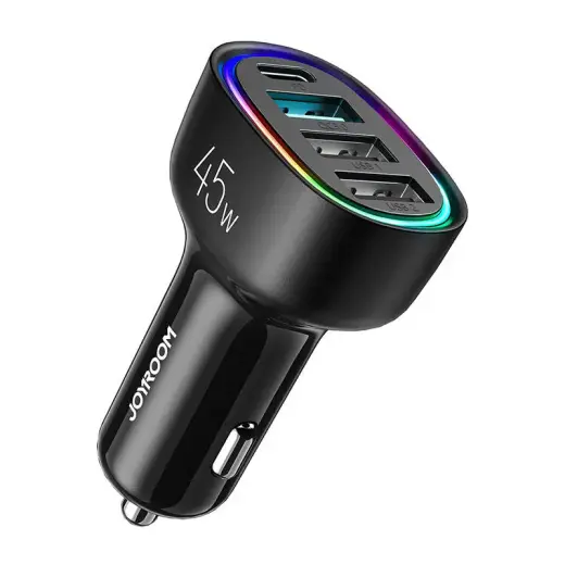 Joyroom JR-CL09 auto lādētājs | 45W | PD, QC, PPS | USB-C, USB-A | melns
