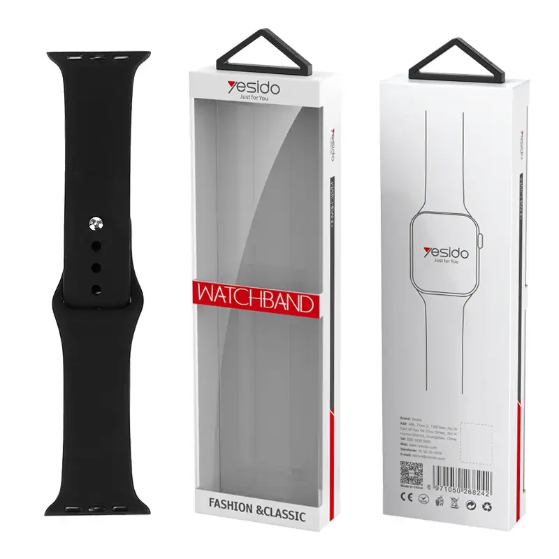 YESIDO WB44 SILICONE STRAP FOR iWATCH L 38/40/41 (97+132) #1 BLACK