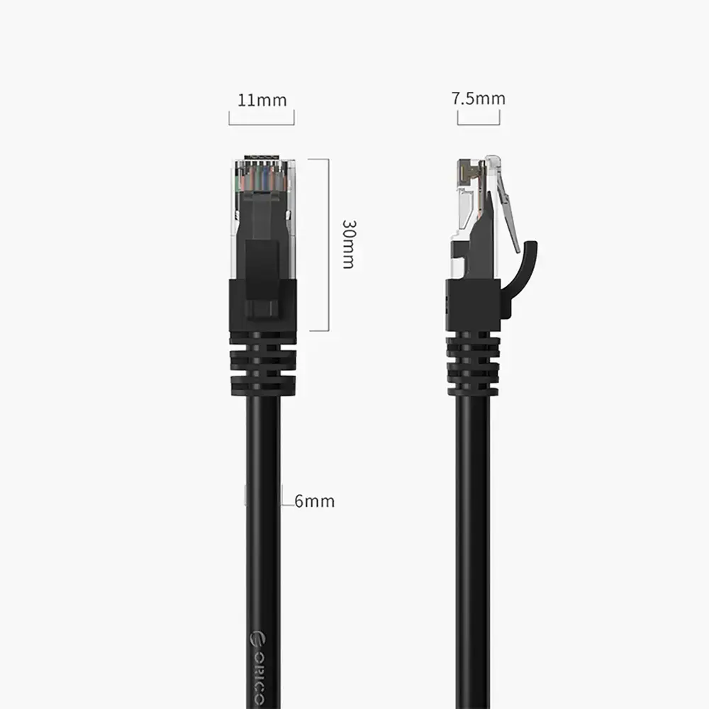 Orico PUG-C6 CAT6 1000Mbps RJ45 Ethernet Network Cable Internet LAN Round 1m - Black