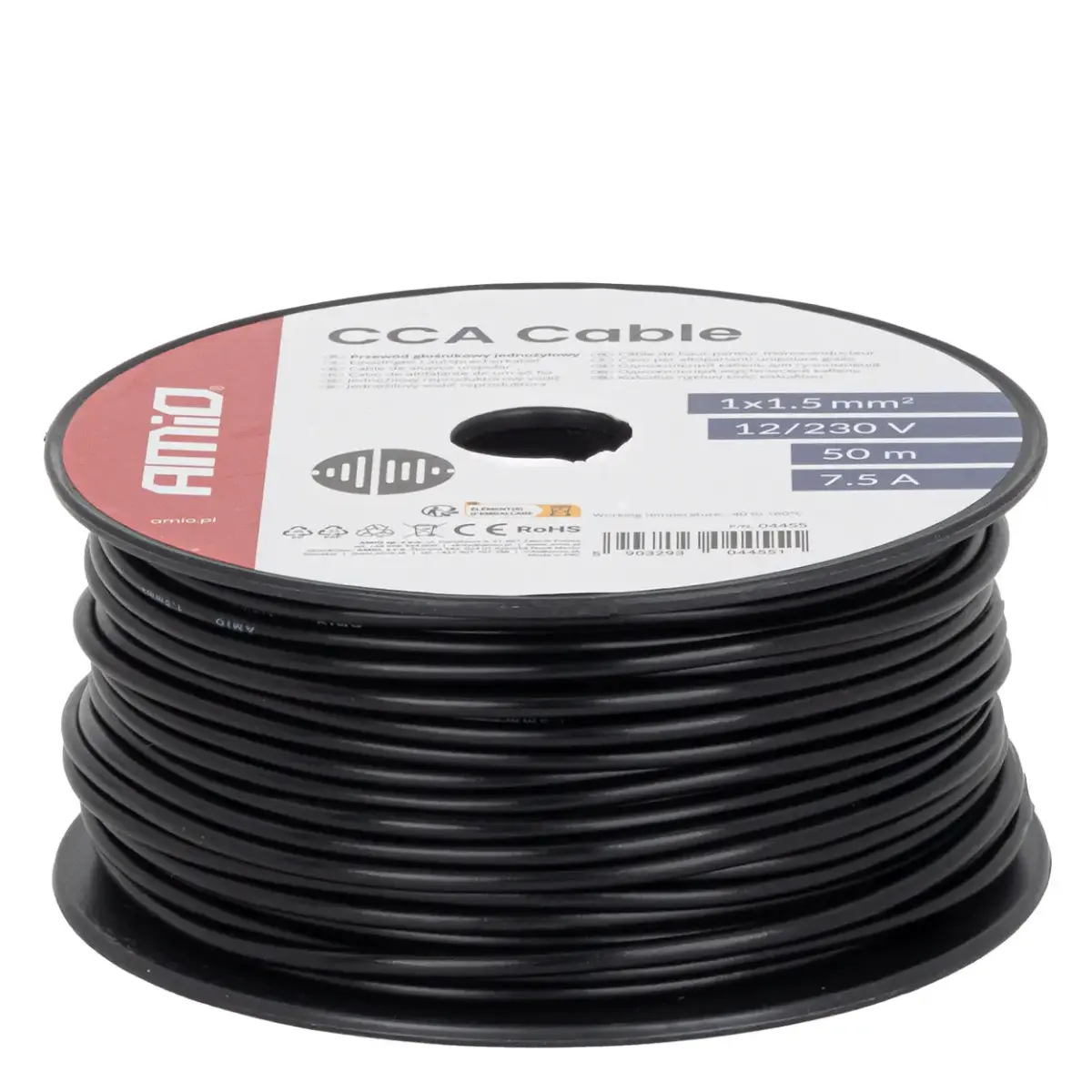 CCA Cable 1x1.5mm2 50m 7.5A 12/230V AMIO-04455