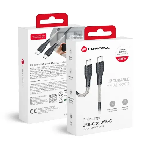 Forcell F-Energy CB-05C data transfer and charging cable | USB-C to USB-C | PD, QC 4.0 | 240W | 1m | black