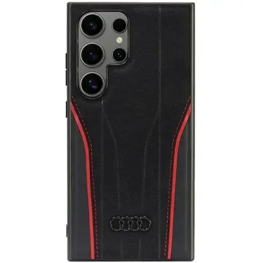 Audi Genuine Leather MagSafe S24 Ultra S928 czarno-czerwony|black-red hardcase AU-TPUPCS24U-R8|D3-RD