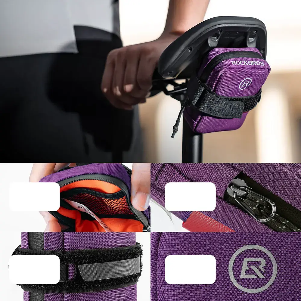 Torba rowerowa Rockbros F006 podsiodłowa 0,35 l - fioletowa