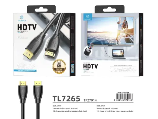 „Techancy“ HDMI 1080P 5M juodas vaizdo kabelis