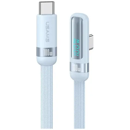 USAMS US-SJ653 datu pārraides un uzlādes vads | USB-C uz USB-C | PD | 100W | zils