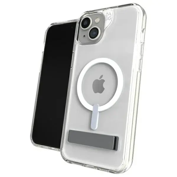 ZAGG Crystal Palace Snap maciņš ar statīvu un MagSafe atbalstu telefonam iPhone 15 Plus caurspīdīgs