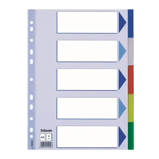 Sadalītājs dokumentiem Esselte, A4 formāts, 1-5 krāsains, plastikāta