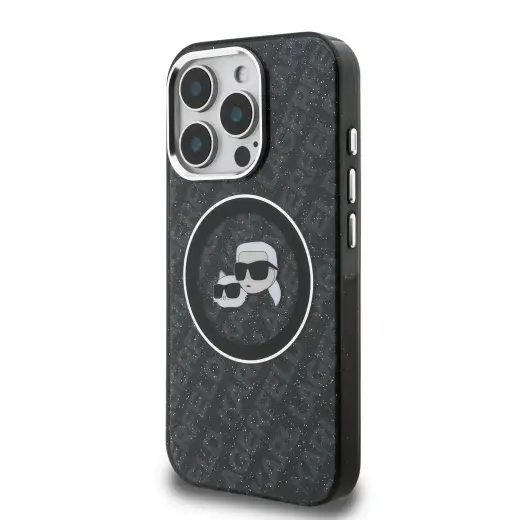 Karl Lagerfeld IML K&CH Heads Repeated Logo MagSafe Case for iPhone 15 Pro Black
