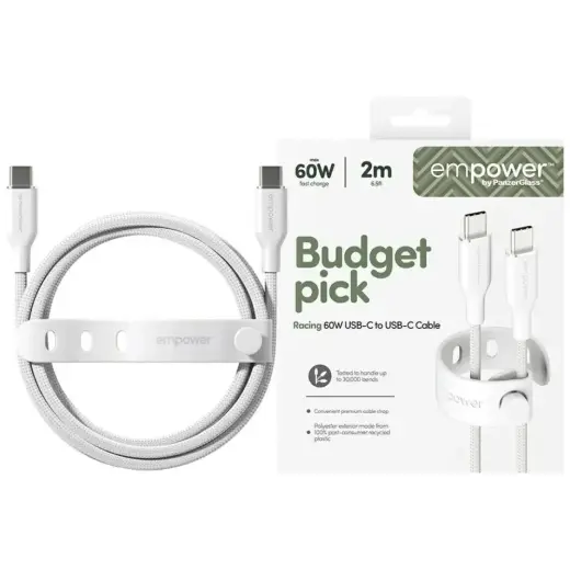 PanzerGlass Racing data transfer and charging cable | USB-C to USB-C | 60W | 2m | silver, white