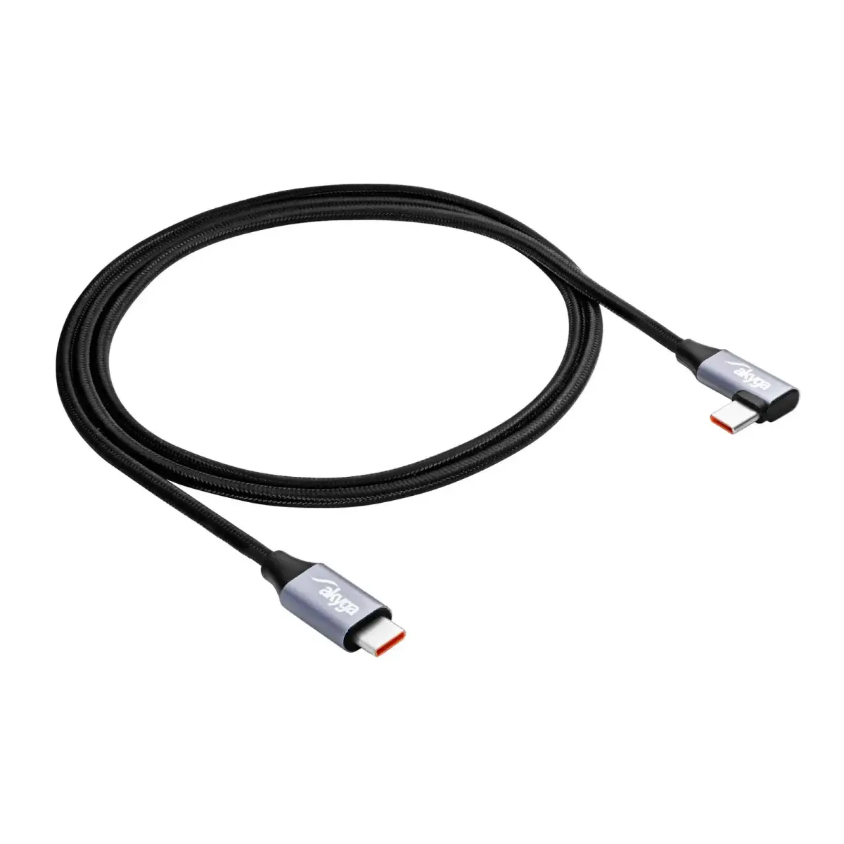 Cable USB Akyga AK-USB-54 USB type C (m) | USB type C (m) Angle ver. 2.0 60W 1m