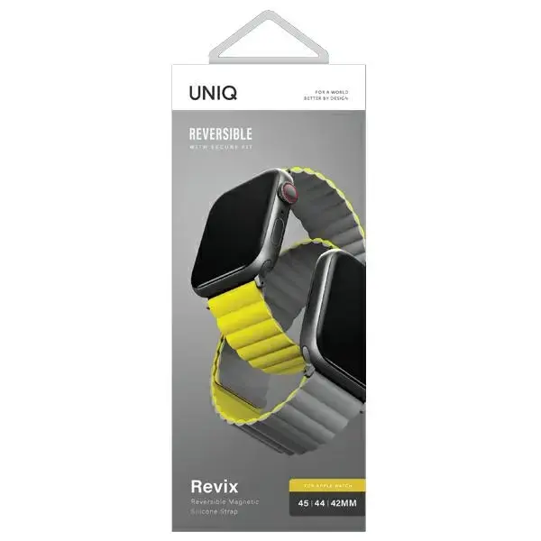 UNIQ viedpulksteņa siksniņa priekš Apple Watch (42/44/45/49 mm) | silikons | dzeltena/pelēka