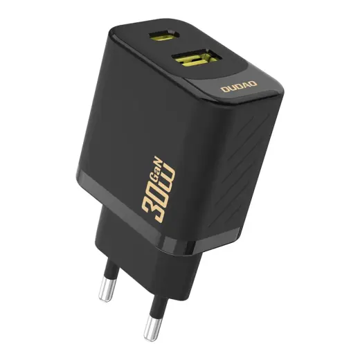 Dudao A27TEU kelioninis įkroviklis | 30W | PD, GaN | USB-C, USB-A | juodas