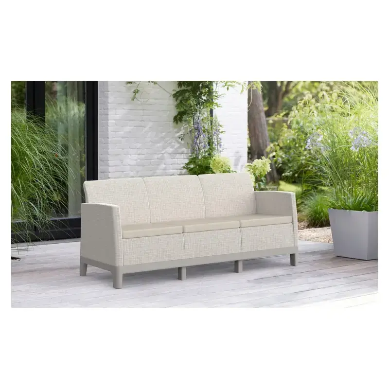 Dārza dīvāns divvietīgs Scandi Form 3 Seater Sofa oļu pelēks/gaiši bēšs