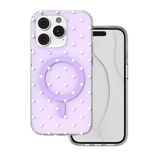 Bubble Dots Mag telefoni ümbris MagSafe toega iPhone 14 Pro lilla