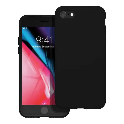 Silicone telefono dėklas iPhone 8 juodas