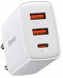 Baseus Compact tīkla lādētājs | 30W | PD | USB-A, USB-C | balts
