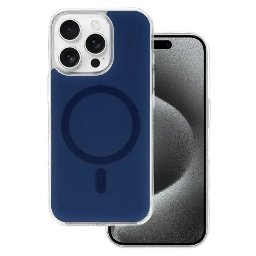 Glossy telefono dėklas su MagSafe palaikymu iPhone 15 Pro tamsiai mėlynas