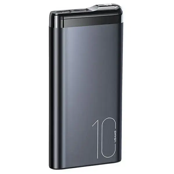 USAMS PB55 external battery (powerbank) | 10000 mAh | 10W | USB-A, USB-C, Micro USB | LED display | gray