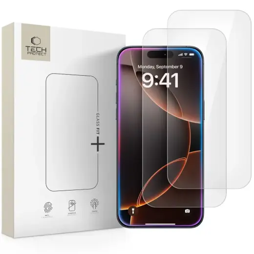 SZKŁO HARTOWANE TECH-PROTECT GLASS FIT+ 2-PACK IPHONE 16 PRO MAX | 17 PRO MAX CLEAR