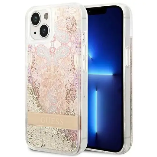 Guess GUHCP14MLFLSD iPhone 14 Plus | 15 Plus 6.7" złoty|gold hardcase Paisley Liquid Glitter