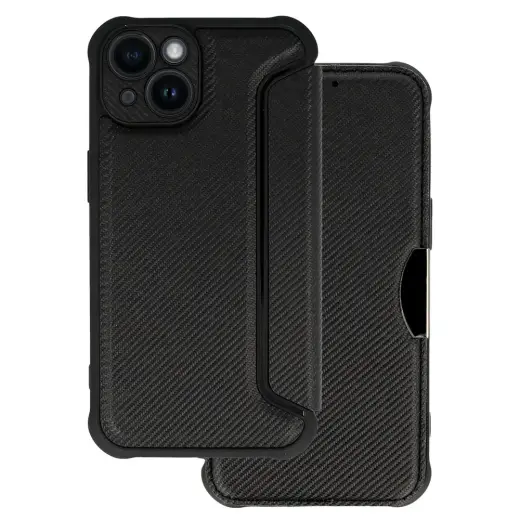 Razor Carbon raamatutüüpi telefoni ümbris iPhone 14 Plus must
