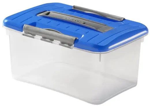 Kaste ar vāku un rokturi Hobby Optima 15L 37,4x28x21cm caursp./zila