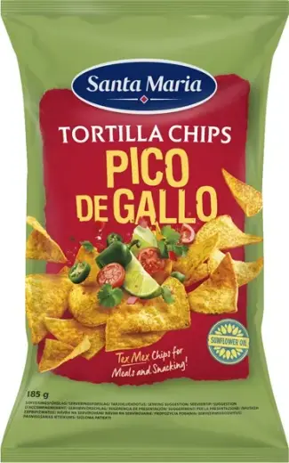 Kraukšķīgi kukurūzas čipši ar Pico de Gallo garšu 185g, Santa Maria