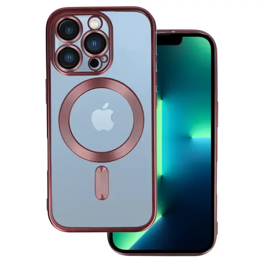 Metallic telefoni ümbris MagSafe toega iPhone 16 Pro roosa