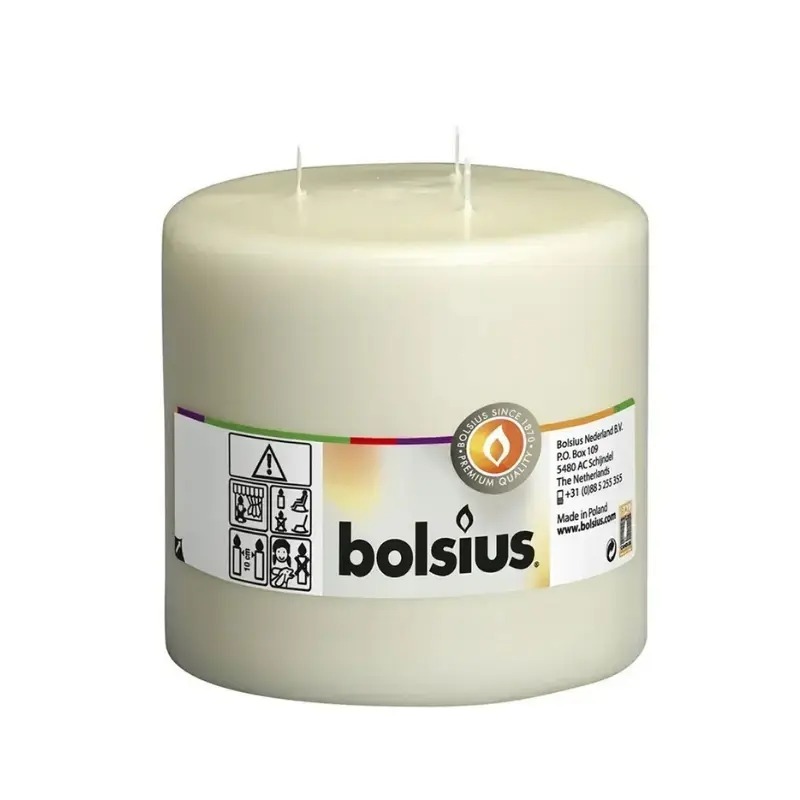 Svece cilindrs ar 3 degļiem Mamoth Ø150x150mm bēša