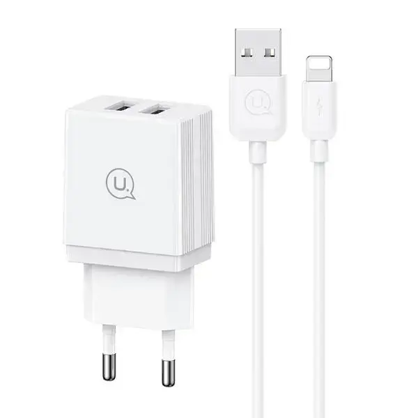 USAMS HC series tīkla lādētājs | 18W | Lightning | Lightning vads komplektā | balts