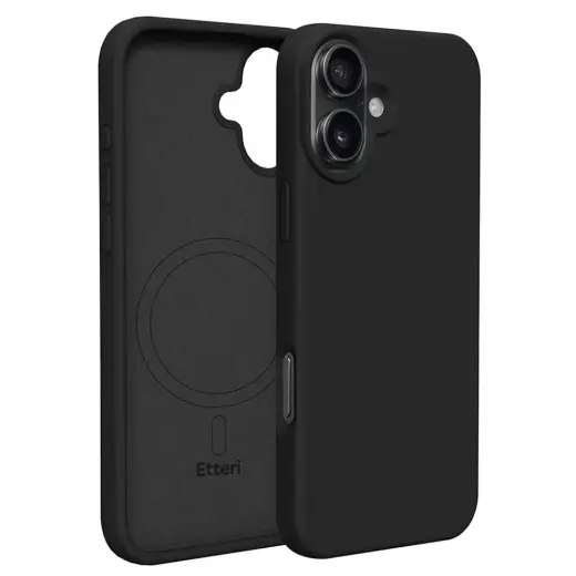 Etteri Silicone telefono dėklas su MagSafe palaikymu iPhone 16 juodas