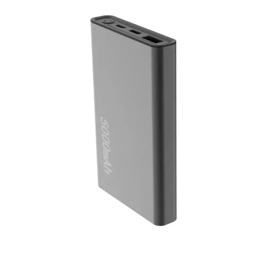 Setty Recycling QRPB5-12-18 išorinė baterija (powerbank) | 5 000 mAh | 12W | USB-A, USB-C | pilkas