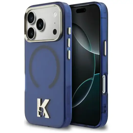 Karl Lagerfeld IML K Head Logo maciņš ar MagSafe atbalstu telefonam iPhone 17 Pro zils