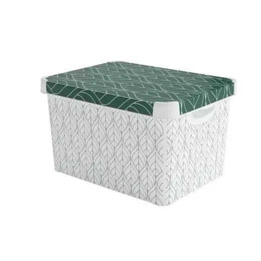 Коробка с крышкой Deco Stockholm L 39,5x29,5x23,5см Зелёные листья