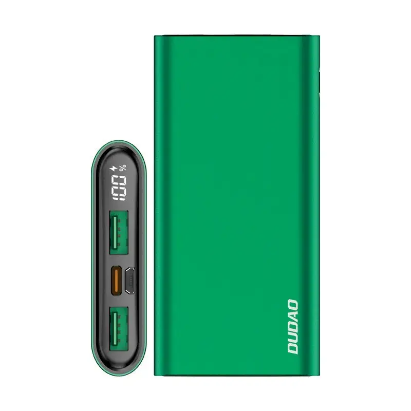 Dudao power bank 10000 mAh Power Delivery 20 W Quick Charge 3.0 2x USB | USB Type C green (K14H green)