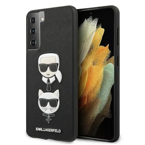 Karl Lagerfeld KLHCS21MSAKICKCBK S21+ G996 czarny|black hardcase Saffiano Ikonik Karl&Choupette Head