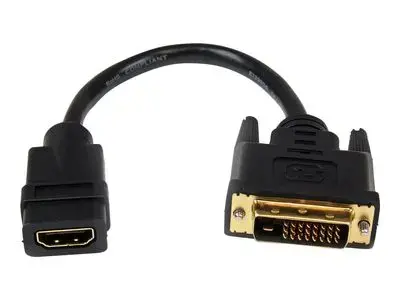 StarTech.com 8in HDMI to DVI-D Video Cable Adapter - HDMI Female to DVI Male - HDMI to DVI Dongle Adapter Cable (HDDVIFM8IN) - video adapter - HDMI | DVI - 20.32 cm