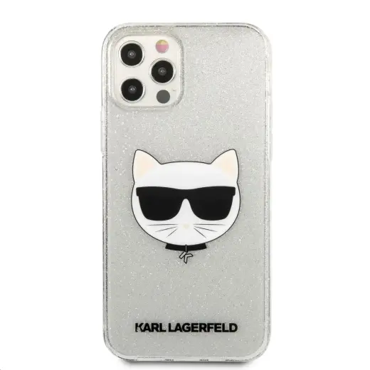 KLHCP12LCHTUGLS Karl Lagerfeld Choupette Head Glitter Case for iPhone 12 Pro Max 6.7 Silver