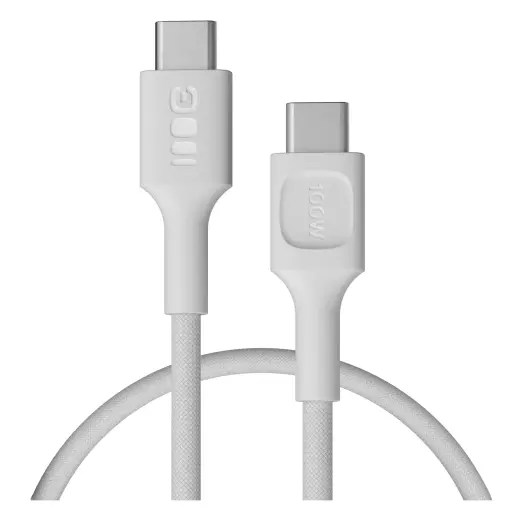 USB-C cable 0.3m 100W Greencell PowerStream Fast Charging PD Snow White