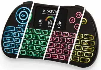 Savio KW-03 Bezvadu Kompakta Klaviatūra PC | PS4 | XBOX | Smart TV | Android + TouchPad Melna (Ar RGB Apgaismojumu)