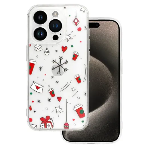TEL PROTECT Christmas Clear Case for Iphone 16 Pro Design 3
