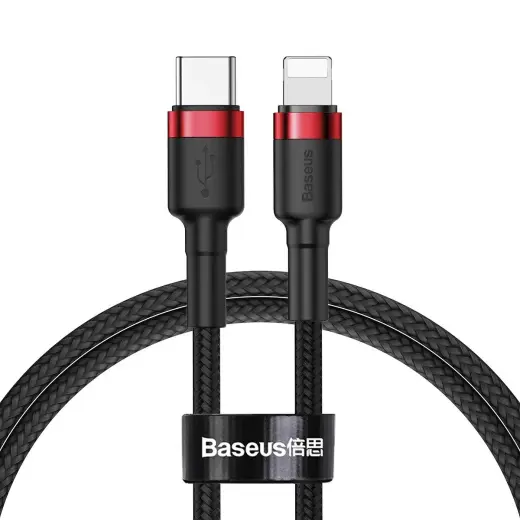Baseus Cafule CATLKLF-91 USB-C -> Lightning Datu un Uzlādes vads 18W | PD 2.0 | 100 cm Melns - Sarkans