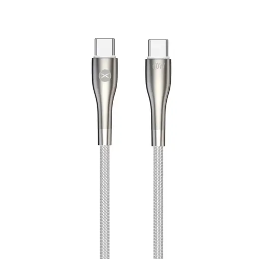 Forever Sleek datu pārraides un uzlādes vads | USB-C uz USB-C | 60W | 1m | balts
