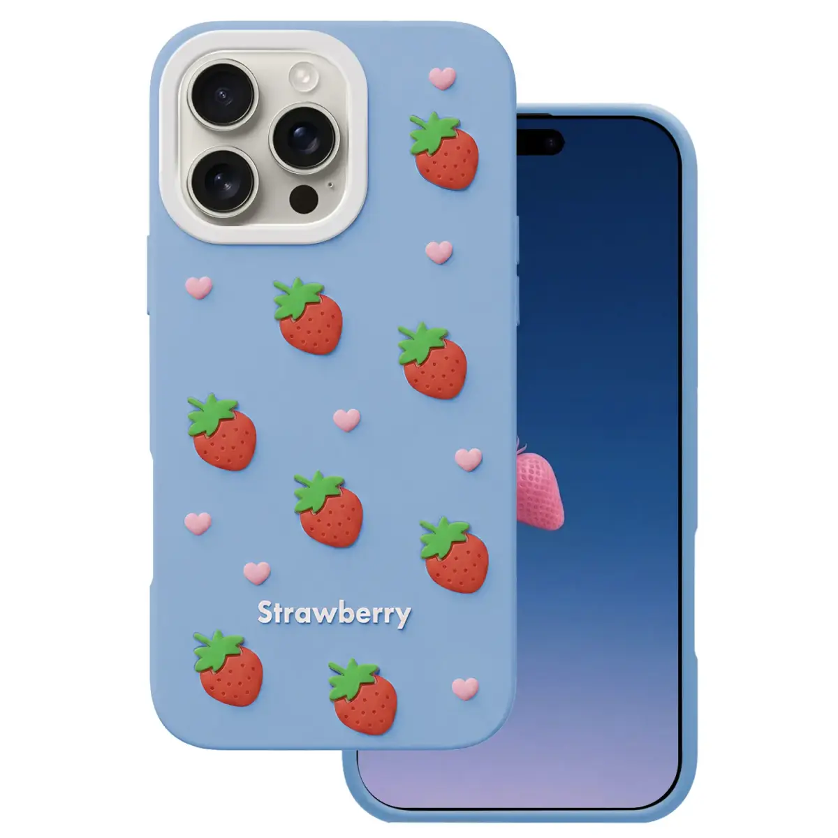 Strawberry maciņš telefonam iPhone 16 Pro Max zils