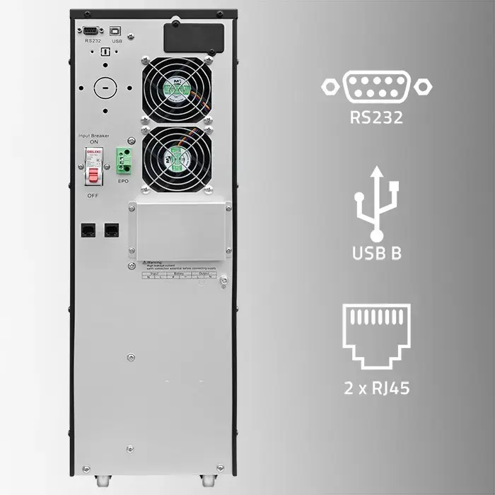 Qoltec Uninterruptible Power Supply UPS | 6kVA | 6000W | Power factor 1.0 | LCD | EPO | USB | On-line